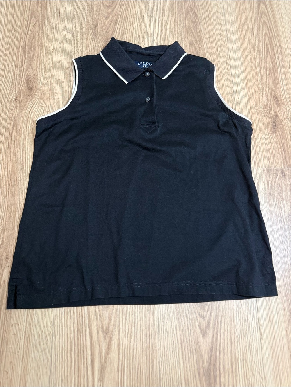 Cutter and Buck Black Sleeveless Golf Polo Shirt M Womens Preppy Country Club
